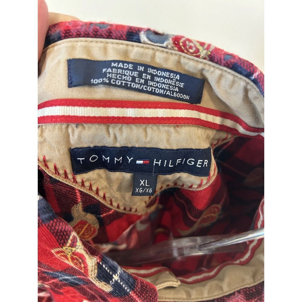 Tommy Bahama Red Micro Corduroy Button Down English Saddle Print Men's XL Shirt - Picture 6 of 12